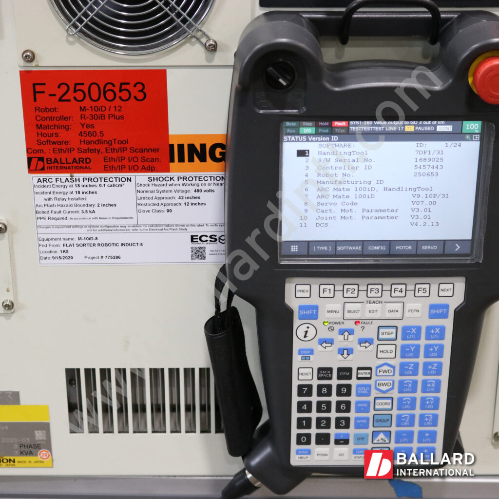 FANUC M-10iD/12 with R30iB plus controller cabinet and teach pendant under power F250653
